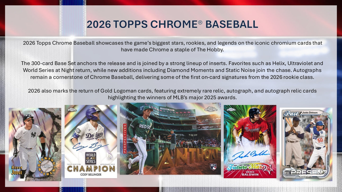 2026 Topps Chrome Baseball Jumbo Box (Presale 7/22)