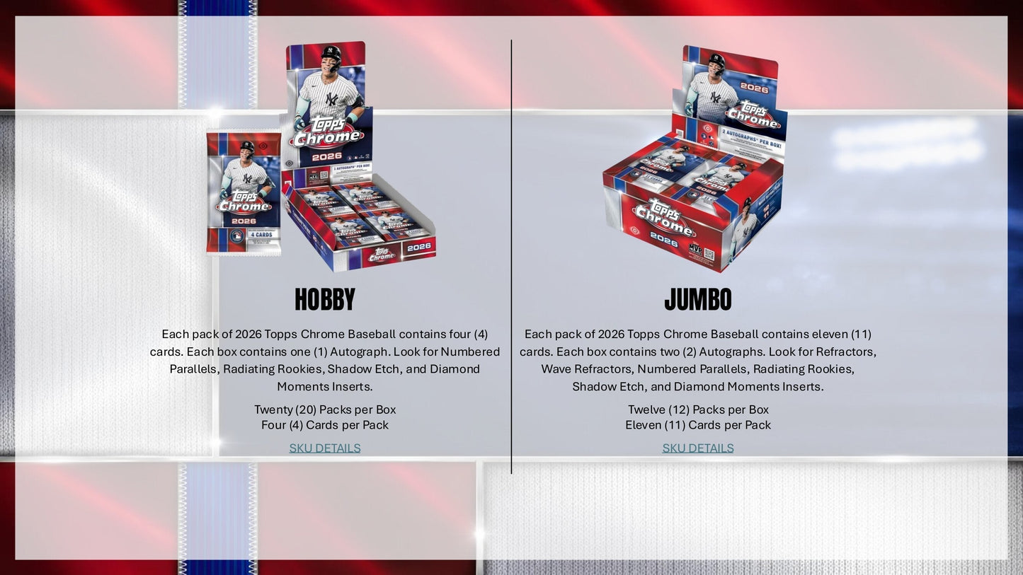 2026 Topps Chrome Baseball Hobby Box (Presale 7/22)